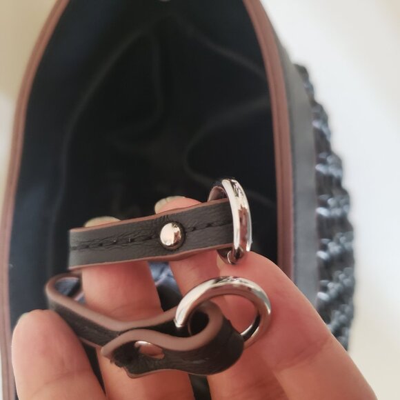 Pinkstix NWT Black Woven Bucket Bag – Vegan Shoulder Purse - Picture 11 of 16